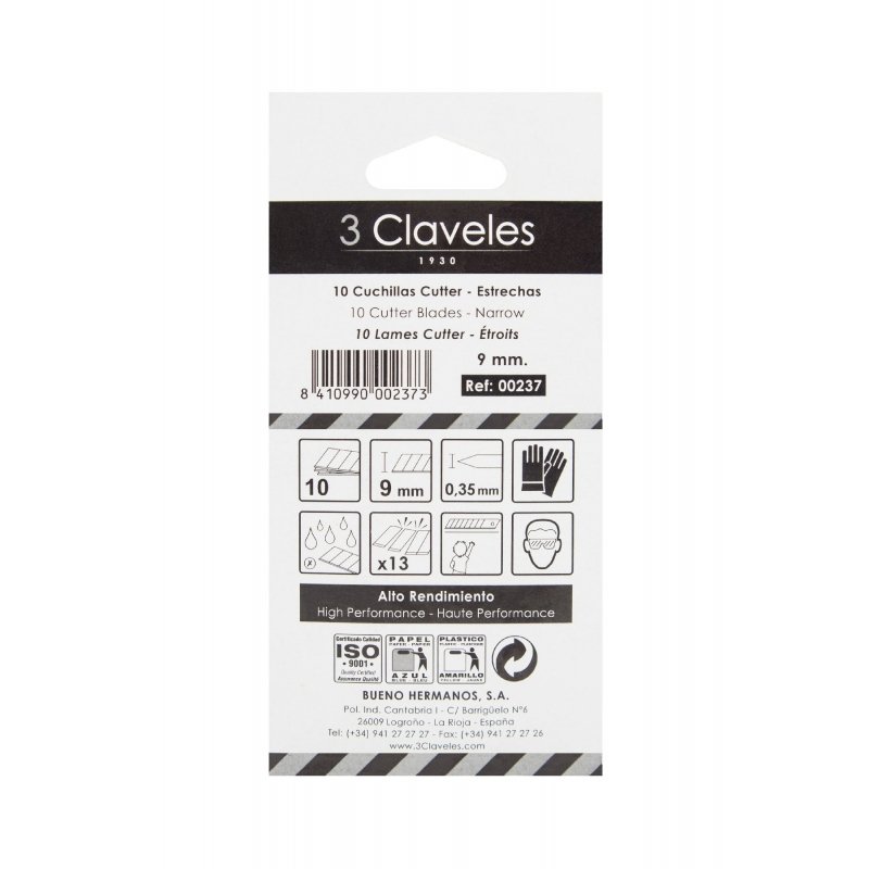 10 Cuchillas cutter 9mm 3C – 3Claveles - Imagen 3