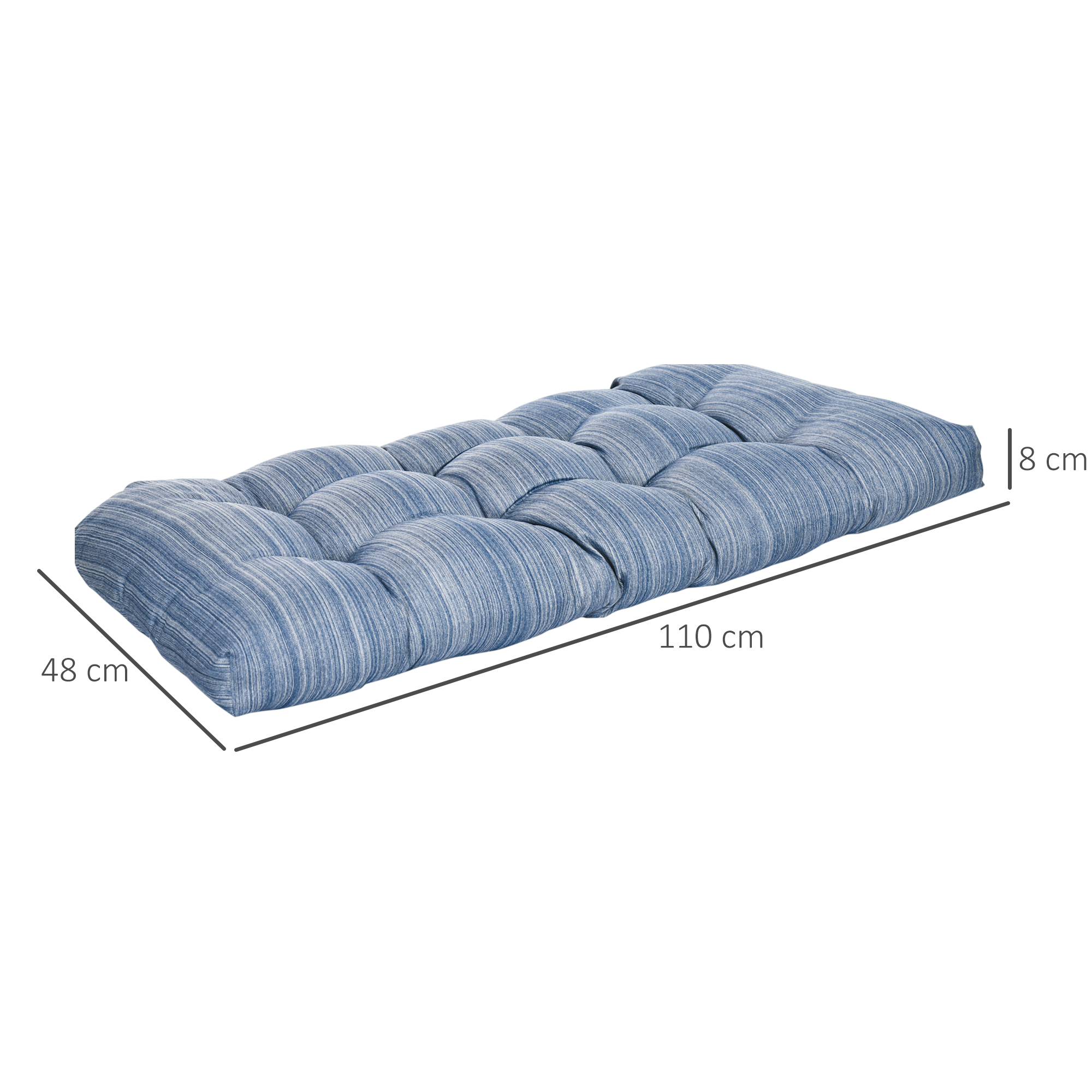 Outsunny Cojín para Banco de 2 Plazas 110x48x8 cm Cojín Rectangular para Interiores y Exteriores Lavable con 8 Puntadas y Asiento Cómodo para Sillas Sofás Azul - Imagen 3