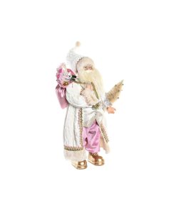Figura Decorativa DKD Home Decor Papá Noel Navidad Gris Rosa PVC Madera 32 x 20 x 60 cm