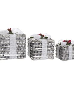 Decoración luminosa DKD Home Decor Blanco Rojo Verde Plateado Nevado LED 25 x 25 x 29 cm (3 Piezas)