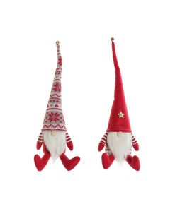 Adorno Navideño DKD Home Decor Blanco Rojo Gnomo 10 x 10 x 40 cm (2 Unidades)