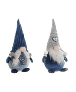 Adorno Navideño DKD Home Decor Azul Blanco Gris Gnomo 13 x 12 x 35 cm (2 Unidades)