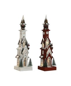 Adorno Navideño Home ESPRIT Blanco Rojo 16 x 14 x 63 cm (2 Unidades)