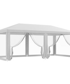 Outsunny Carpa de Jardín 6×3 m Carpa para Fiesta Cenador Desmontable Exterior con 6 Mosquiteras Laterales 2 Puertas con Cremallera Impermeable Pabellón Gazebo para Terraza Patio Playa Blanco