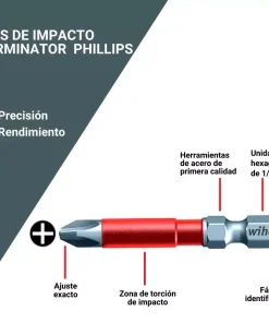 Puntas bit de impacto Phillips Largas 10Pz
