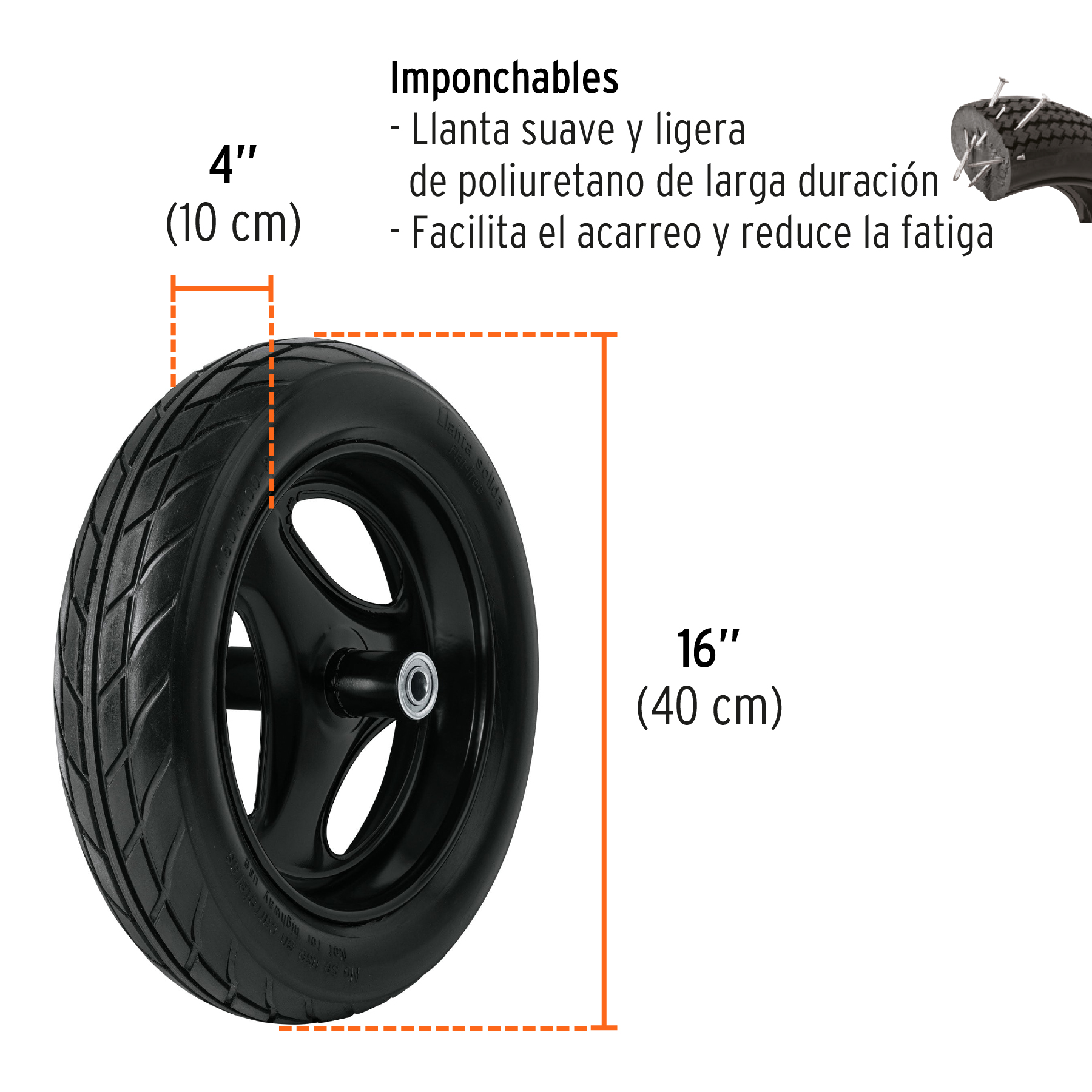 Carretilla 5.5ft3 Imponchable bastidor tubular, Truper Expert CAT-50X 100416 - Imagen 5