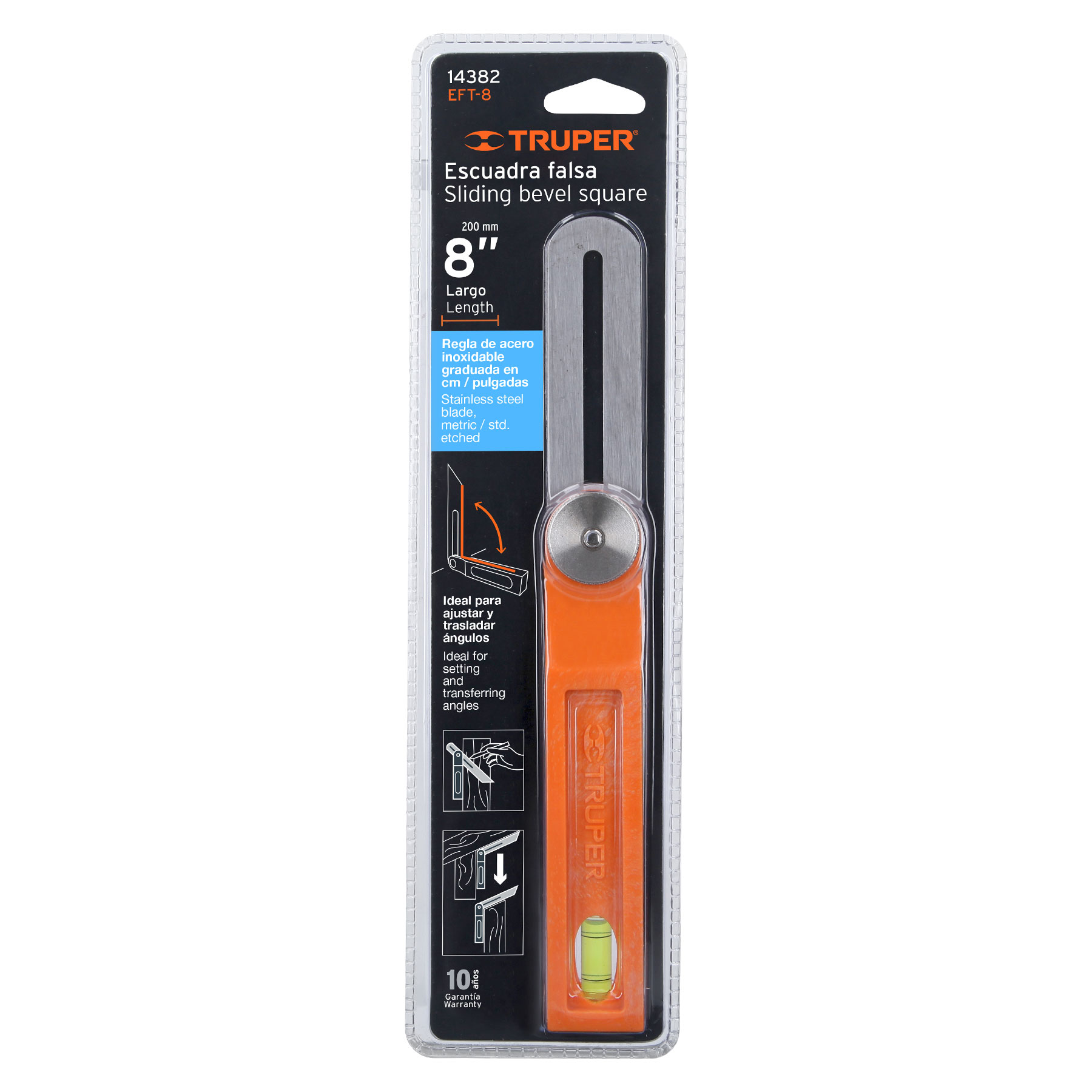 Escuadra falsa d/acero inoxidable 19cm / 6″ con mango de ABS Truper EFT-8 14382 - Imagen 2
