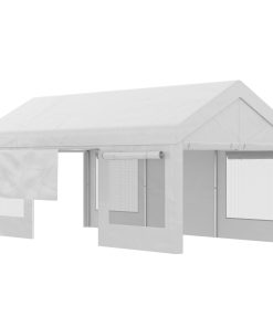 Outsunny Carpa de Jardín 6×3 m Carpa para Fiestas Cenador de Exterior con 3 Puertas Extraíbles Ventanas de Malla Enrollables para Terraza Bodas Eventos Blanco