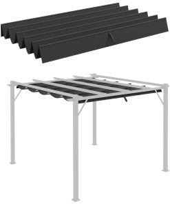 Outsunny Techo de Pérgola 2,5×2,55 m Techo de Repuesto Retráctil para Sombrilla Toldo de Tela para Cenador Jardín con 10 Orificios de Drenaje Gris Oscuro