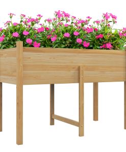 Outsunny Mesa de Cultivo de Madera Huerto Urbano Elevado 115x55x80 cm Jardinera de Cultivo con Tela no Tejida para Cultivo Plantas Flores Verduras Natural