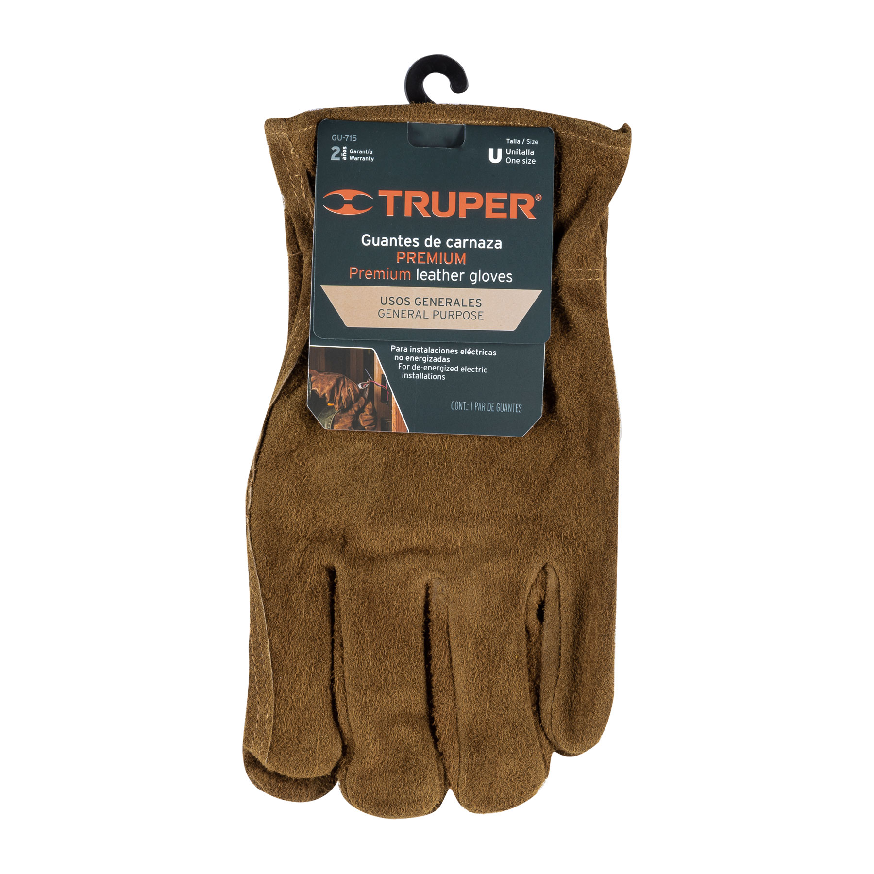 Guantes de carnaza premium para electricista, Truper GU-715 14289 - Imagen 3