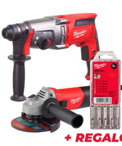 KIT MARTILLO PH26T + AMOLADORA AG800 + REGALO JUEGO DE BROCAS MILWAUKEE