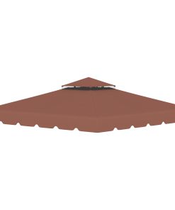Outsunny Techo de Repuesto para Cenador 3×3 m Cubierta de Repuesto con Techo Doble con 8 Orificios de Drenaje Toldo de Recambio para Pabellón Gazebo Café