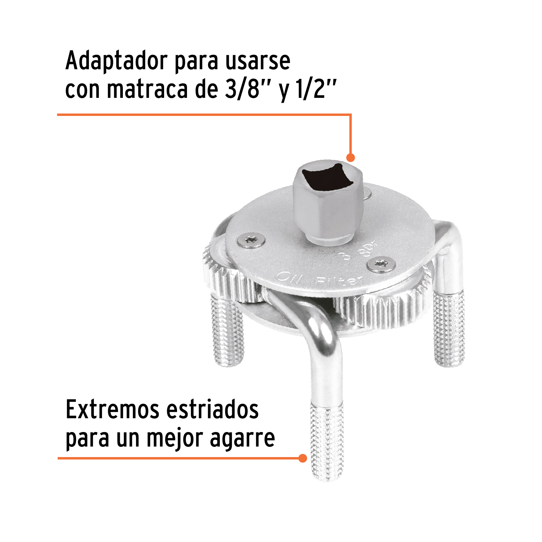 Llave de 3 puntos 3″-4-1/2″ para filtro de aceite, Truper LL-FA-MA 14543 - Imagen 2