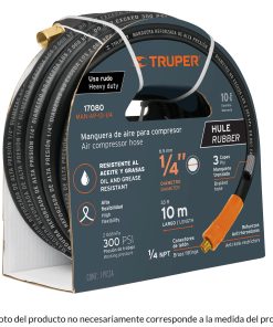 Manguera de hule para compresor, 15 m x 1/2″, Truper MAN-AP-15-1/2 17086