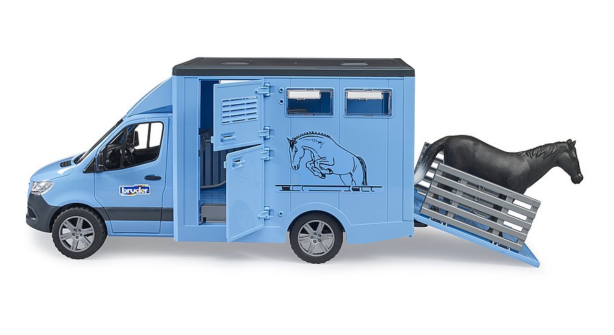 MERCEDEZ-BENZ SPRINTER FURGONETA PARA TRANSPORTAR ANIMALES + 1 CABALLO BRUDER 02674 - Imagen 4