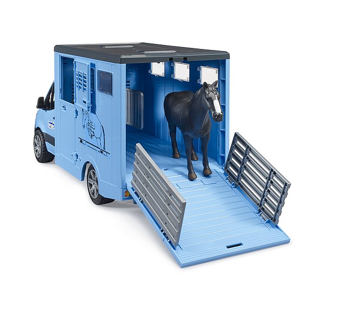 MERCEDEZ-BENZ SPRINTER FURGONETA PARA TRANSPORTAR ANIMALES + 1 CABALLO BRUDER 02674 - Imagen 2
