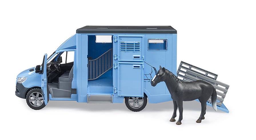 MERCEDEZ-BENZ SPRINTER FURGONETA PARA TRANSPORTAR ANIMALES + 1 CABALLO BRUDER 02674 - Imagen 5