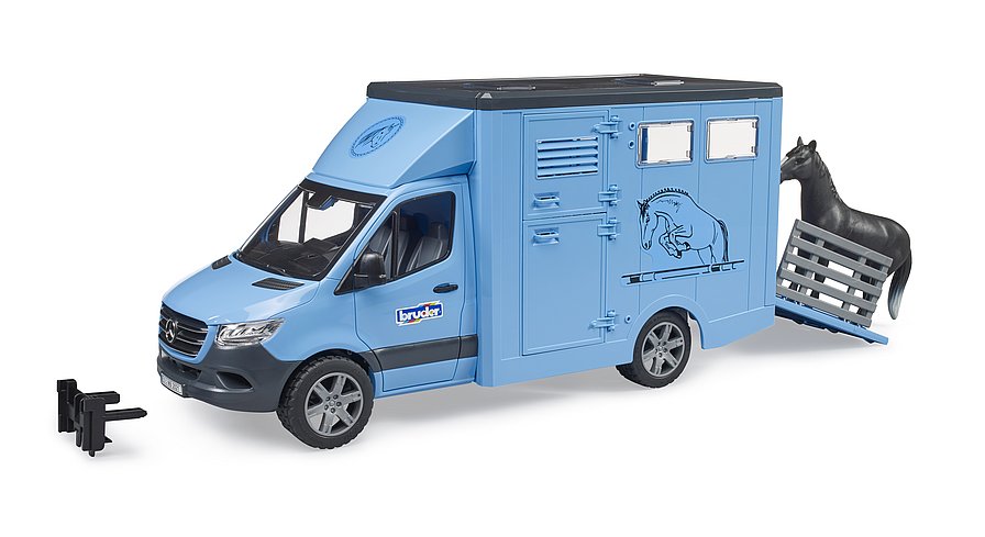 MERCEDEZ-BENZ SPRINTER FURGONETA PARA TRANSPORTAR ANIMALES + 1 CABALLO BRUDER 02674 - Imagen 6