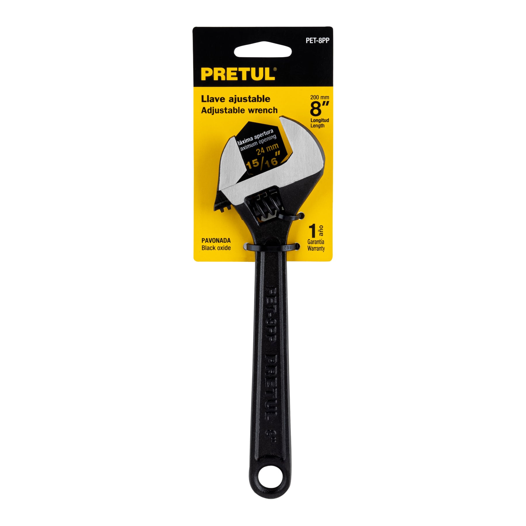 Llave ajustable (perico) 8″ pavonada, Pretul PET-8PP 21823 - Imagen 2