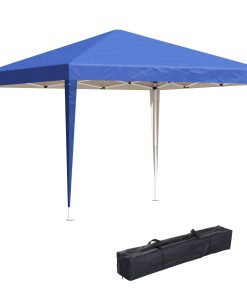 Outsunny Carpa Plegable Gazebo 3×3 m Cenador Plegable con Altura Ajustable en 3 Niveles Toldo Anti-UV y Bolsa de Transporte para Camping Fiestas Azul