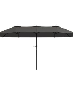 Outsunny Sombrilla Doble 4×2,2 m Sombrilla Terraza Exterior con Manivela Manual Impermeable y Protección UV30+ Parasol Grande para Terraza Playa Piscina Gris Oscuro