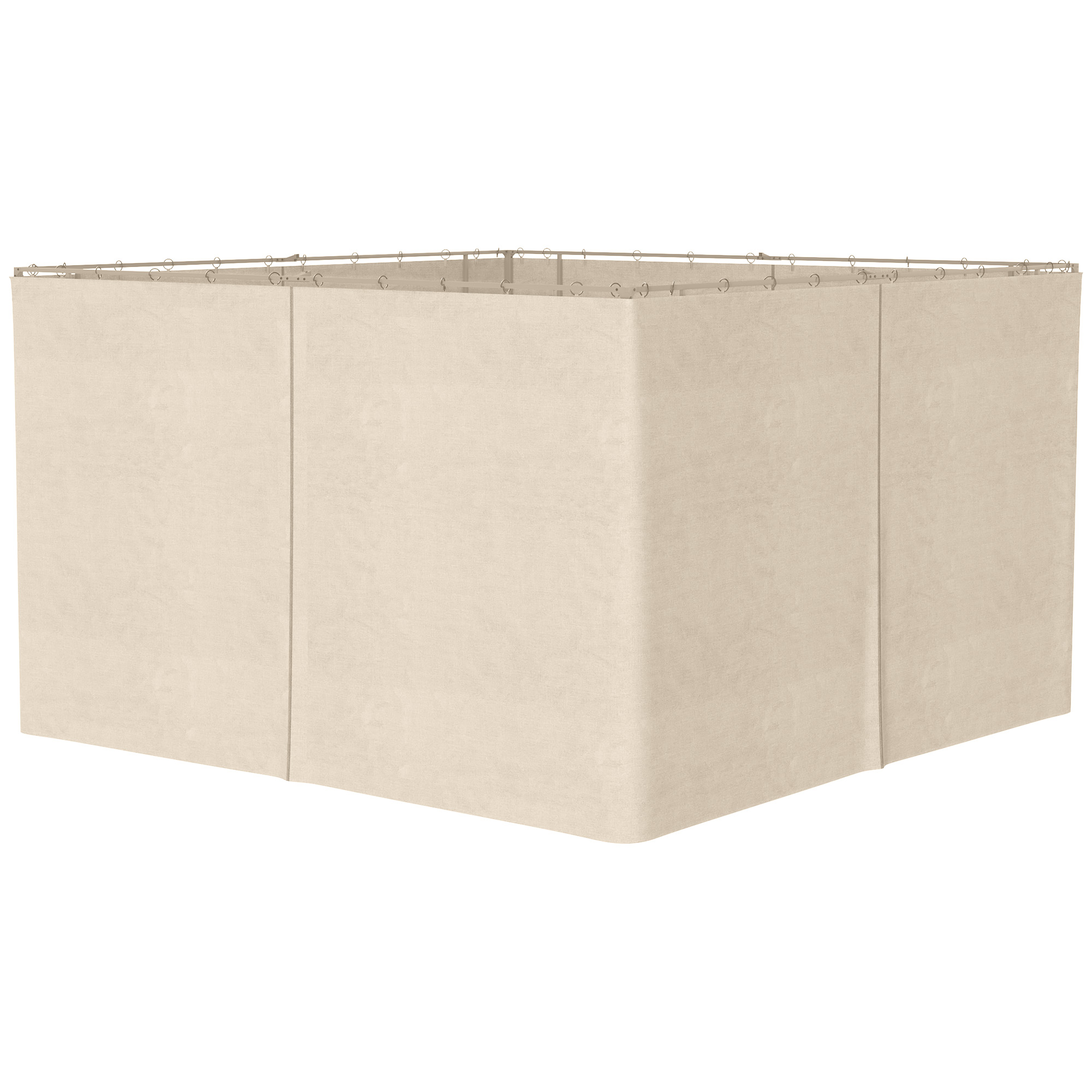 Outsunny 4 Paredes Laterales para Cenador 3,5×2 m Laterales para Gazebo Universal con Ganchos y Anillos en C para Pérgola Carpa Beige