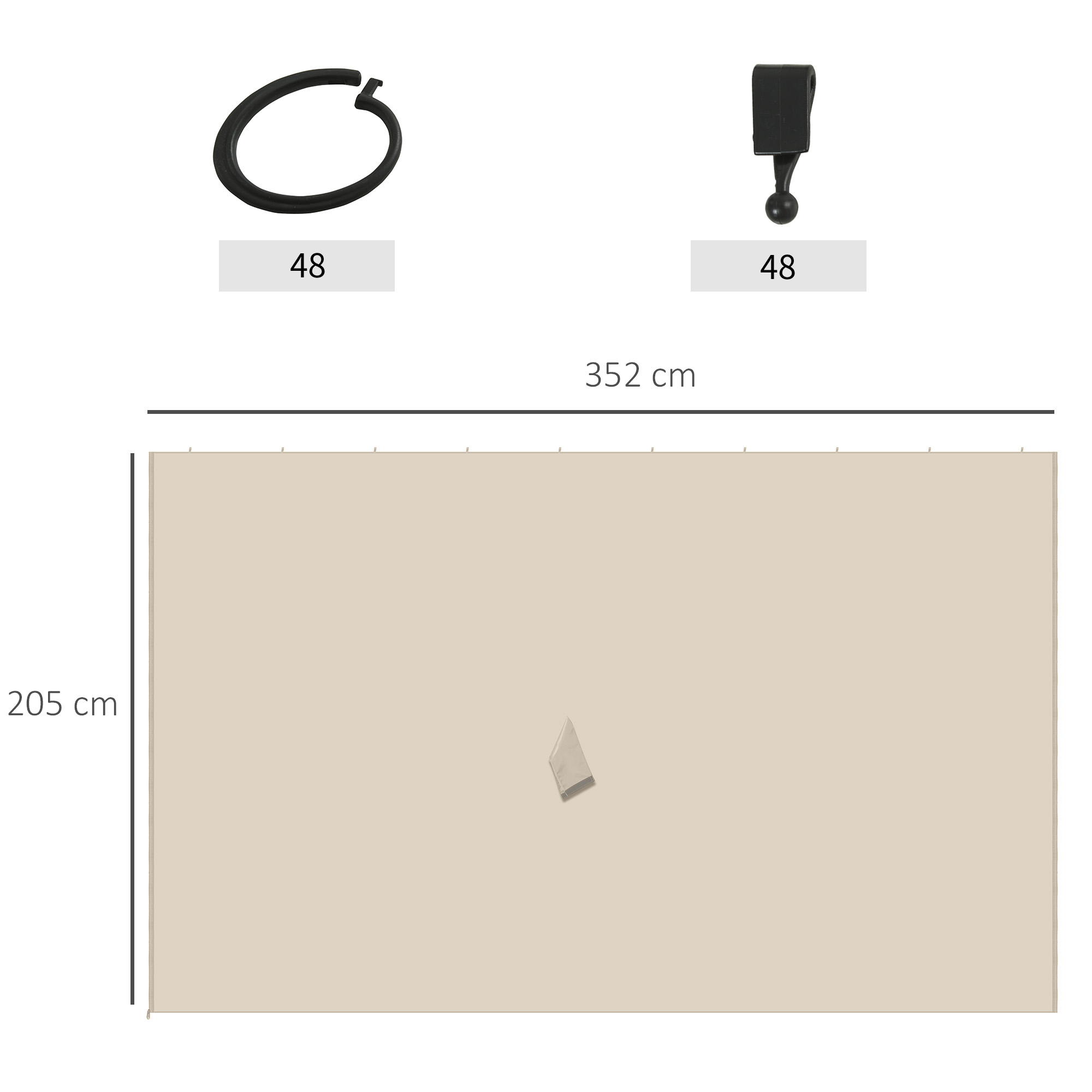 Outsunny 4 Paredes Laterales para Cenador 3,5×2 m Laterales para Gazebo Universal con Ganchos y Anillos en C para Pérgola Carpa Beige - Imagen 3