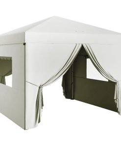 Outsunny Carpa Plegable Pop-Up 3×3 m Cenador de Jardín con 4 Paredes Laterales 2 Ventanas de Malla Altura Ajustable Bolsa de Transporte Impermeable y Anti-UV para Camping Fiestas Blanco