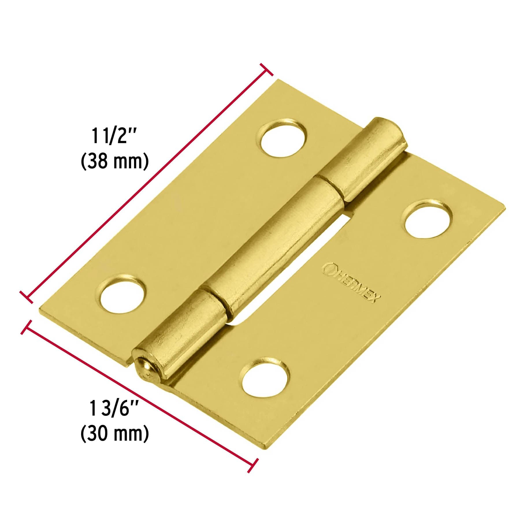 Bisagra rectangular 1-1/2″ acero latonado, BR-151 Hermex 43193 - Imagen 3