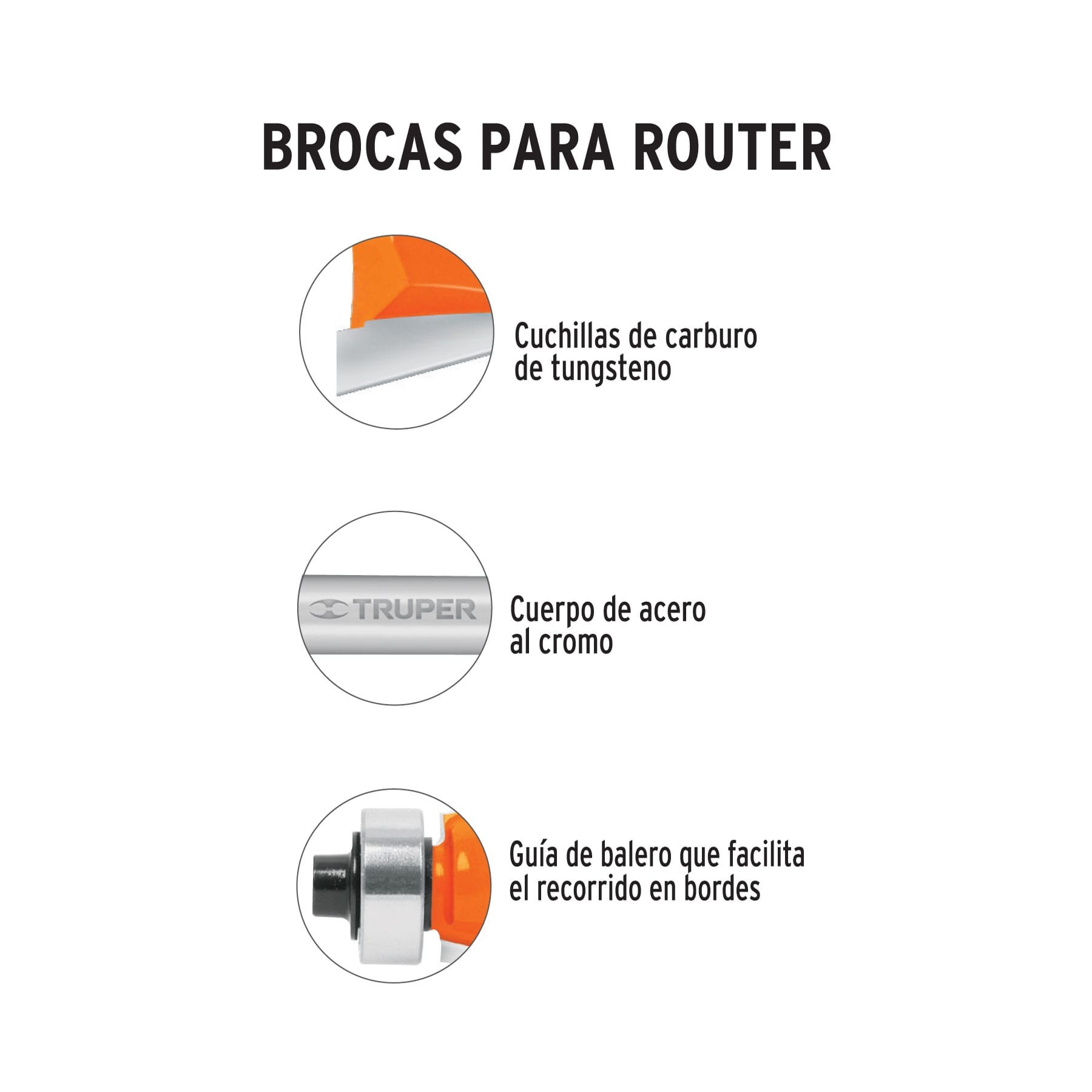 Broca para router, zafiro, 1-1/4″, con balero, Truper BROU-Z1-1/4X 10675 - Imagen 2