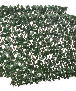 Outsunny Valla de Enrejado Expandible de 2 Piezas con Hojas Artificial 295×70 cm Celosía Extendible de Mimbre Pantalla de Privacidad para Jardín Verde