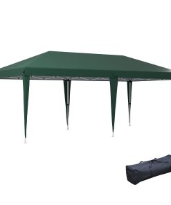Outsunny Carpa Plegable Gazebo 6×3 m Cenador Plegable con Altura Ajustable en 3 Niveles Toldo Anti-UV y Bolsa de Transporte para Camping Fiestas Verde