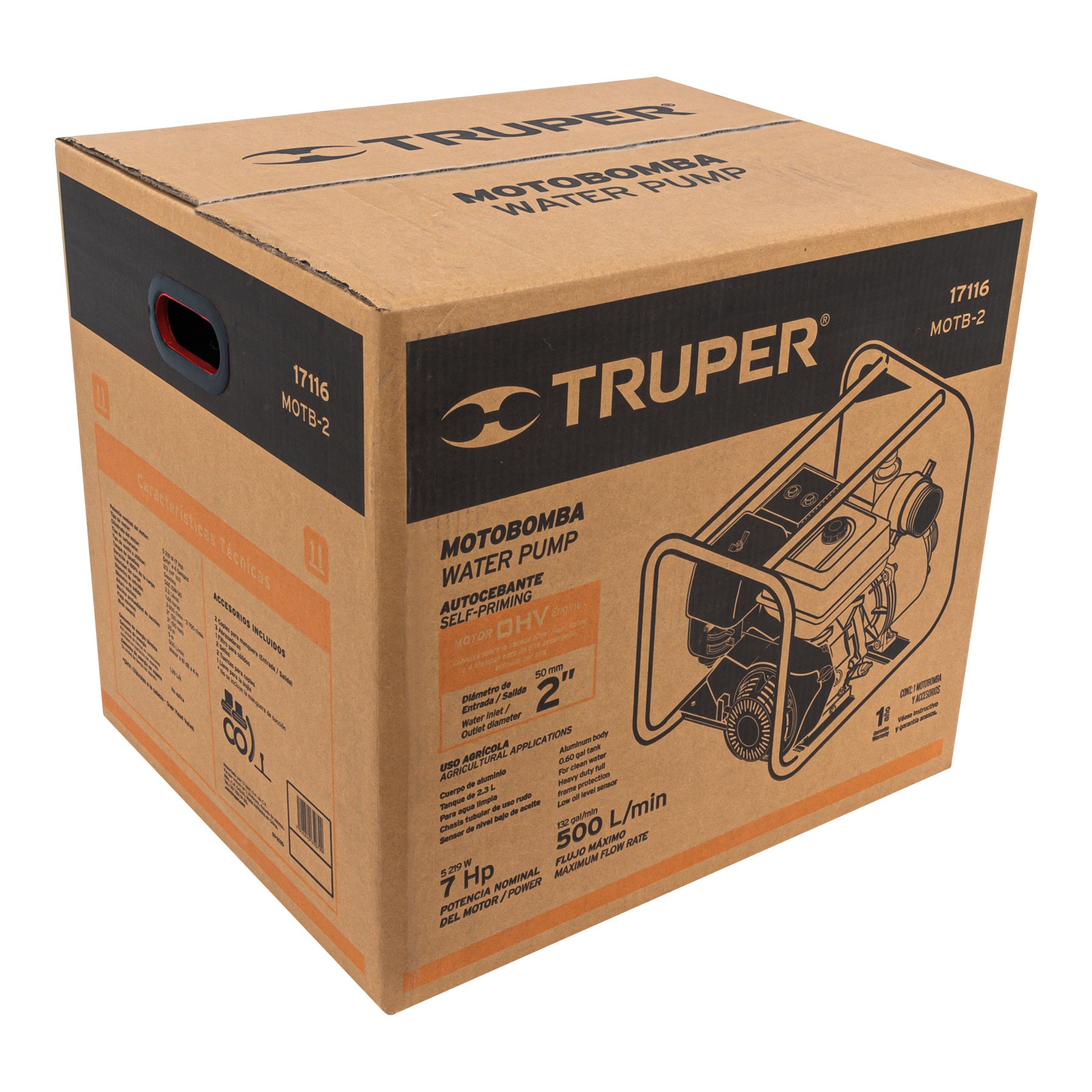 Motobomba autocebante 2″ x 2″ a gasolina 7 HP, MOTB-2 Truper 17116 - Imagen 4