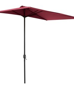 Outsunny Sombrilla Rectangular 230x130x245 cm Parasol para Pared Media Sombrilla con Manivela Protección UV 30+ Impermeable Sombrilla para Balcón Terraza Jardín Rojo