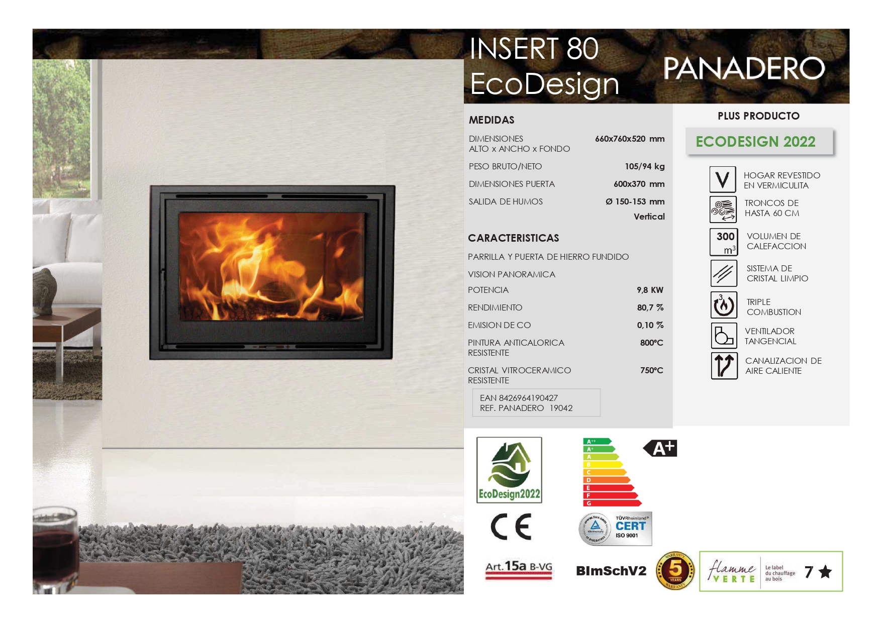 Estufa Insertable de Leña Panadero INSERT 80 - Imagen 2