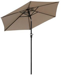 Outsunny Sombrilla Terraza Exterior Ø230 cm Sombrilla de Jardín con Ángulo Ajustable y Manivela Impermeable Parasol para Patio Terraza Caqui
